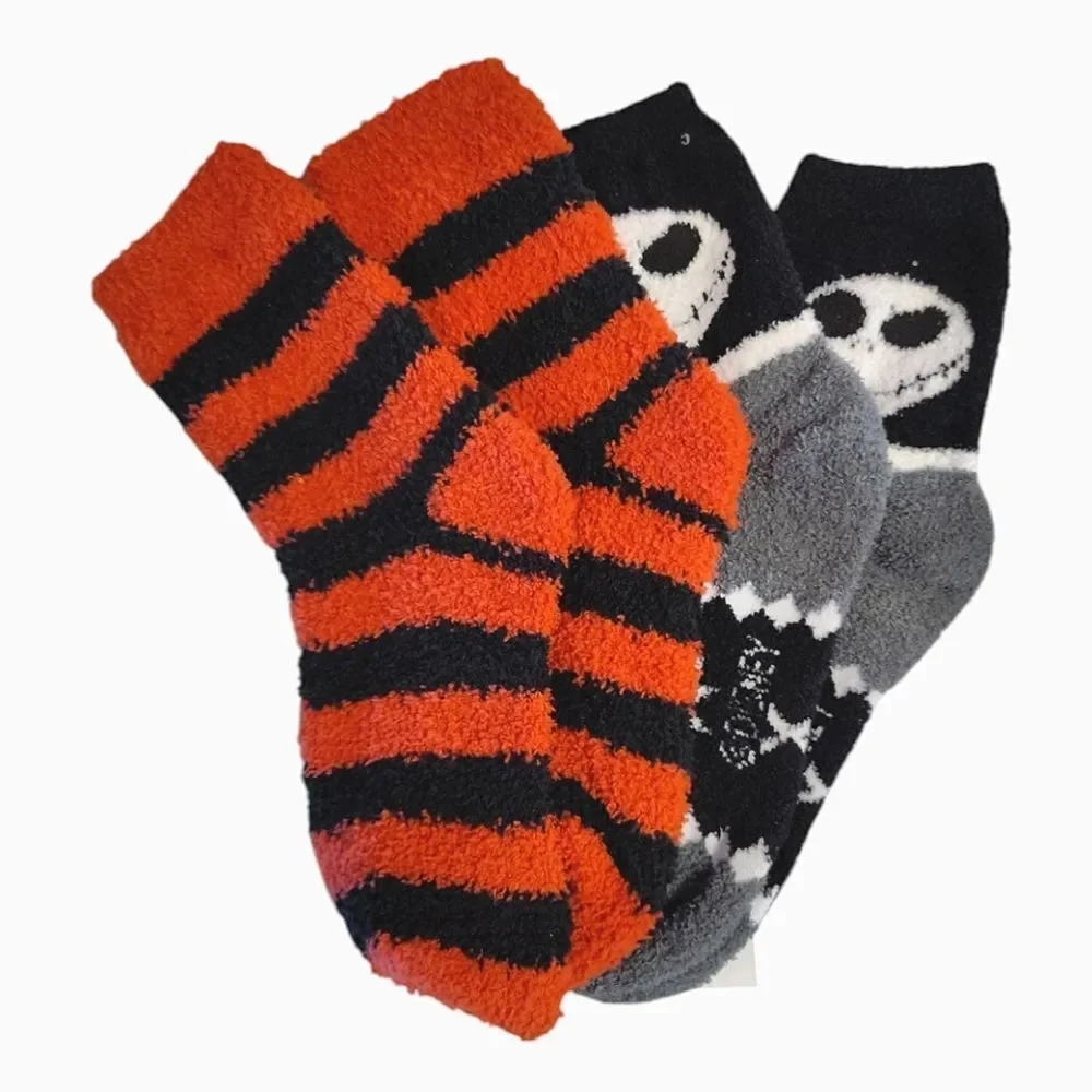Disney The Nightmare Before Christmas 2 Pairs Fuzzy Crew Socks NWT